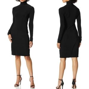 NWT Norma Kamali Black Long Sleeve Turtleneck Midi Dress Women's Size L